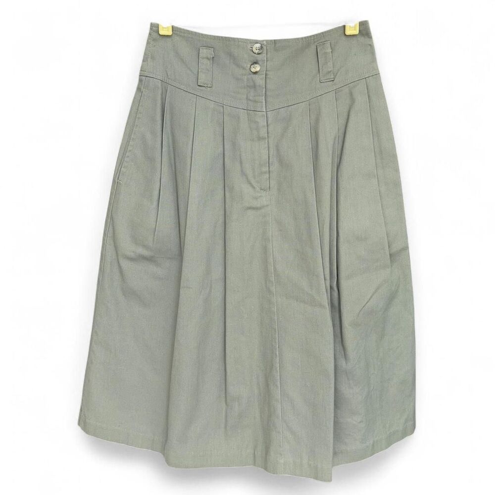 Vintage Sage green pleated midi skirt size 6P fits 27"